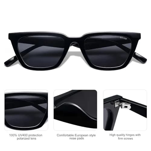 SOJOS Polarized Narrow Square Cateye Sunglasses SJ2169 Black/Grey | UV400 Protection for Eyes thumbnail 4