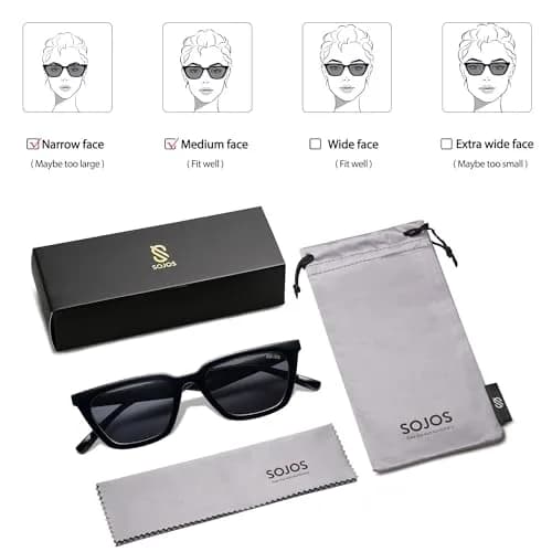 SOJOS Polarized Narrow Square Cateye Sunglasses SJ2169 Black/Grey | UV400 Protection for Eyes thumbnail 6