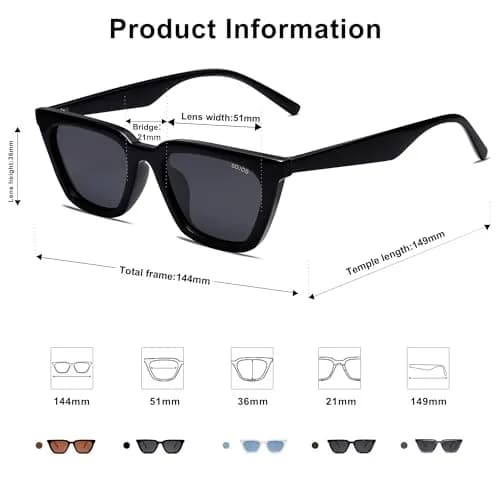 SOJOS Polarized Narrow Square Cateye Sunglasses SJ2169 Black/Grey | UV400 Protection for Eyes thumbnail 3