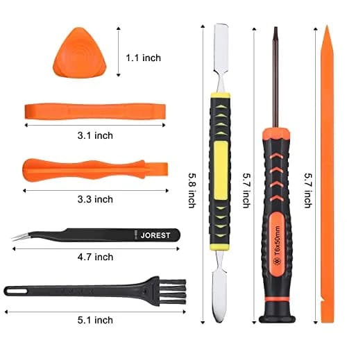 Jorest Repair Kit for Xbox One/360/X PS4 PS3 PS5 Controllers & Consoles | PH0 T6 T8 T10 Screwdrivers, Crowbars, Tweezers, Brush (17-Piece) thumbnail 3