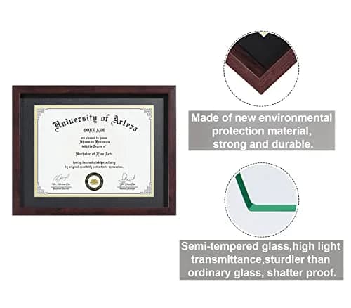 CORE ART 11x14 Diploma Frame 2 Pack with Mat for 8.5x11 Certificate, Brown | Tempered Glass & Wall/Tabletop Mount thumbnail 4