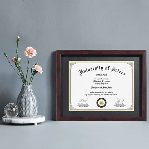 CORE ART 11x14 Diploma Frame 2 Pack with Mat for 8.5x11 Certificate, Brown | Tempered Glass & Wall/Tabletop Mount thumbnail 2