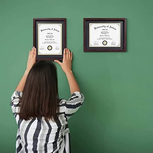 CORE ART 11x14 Diploma Frame 2 Pack with Mat for 8.5x11 Certificate, Brown | Tempered Glass & Wall/Tabletop Mount thumbnail 3