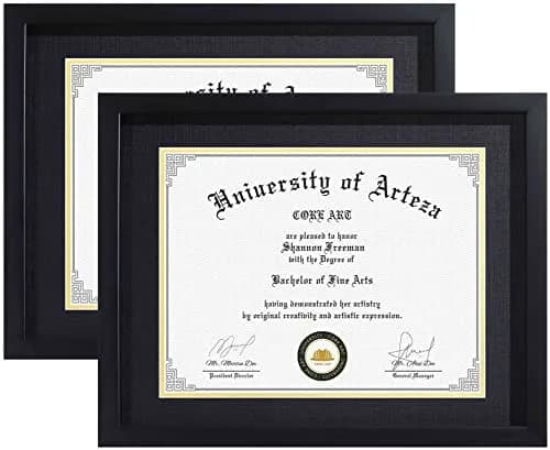 CORE ART Black 11x14 Inch (28x35.5 cm) Diploma Frame 2-Pack | Mat for 8.5x11 Inch (21.5x28 cm) Certificates thumbnail 1