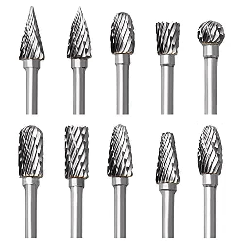 FOTYBEI Tungsten Carbide Rotary Burr Set 10PCS | Double Cut Carving Bits for Wood & Metal (45-50mm) thumbnail 1
