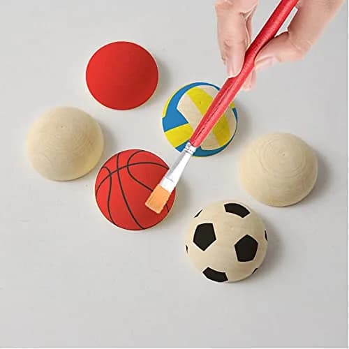 ANZKA 100pcs Half Wooden Balls 25mm (1 inch) | Smooth, Unfinished Wood Craft Spheres thumbnail 3