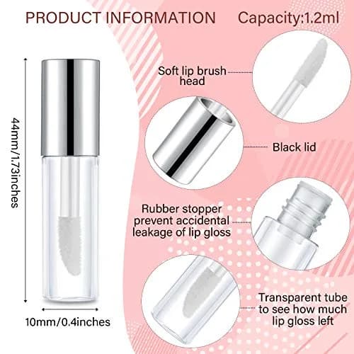 Patelai 100-Piece Clear Mini Lip Gloss Tubes (1.2ml) | Refillable DIY Makeup Containers thumbnail 2