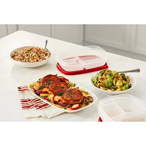 Rubbermaid EasyFindLids Meal Prep Containers 5.1 Cup Red | Modular, Stackable & Microwave Safe thumbnail 5
