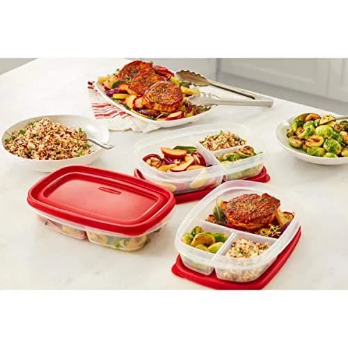 Rubbermaid EasyFindLids Meal Prep Containers 5.1 Cup Red | Modular, Stackable & Microwave Safe thumbnail 6