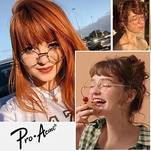 Pro Acme Non Prescription Clear Lens Glasses Retro Small Round Metal Frame (Gold + Silver) | Classic Style & Comfort thumbnail 5