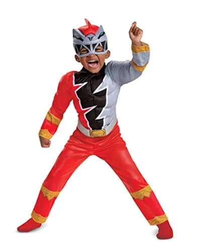 Disguise Red Ranger Toddler Size Muscle Costume | Official Power Rangers Dino Fury Outfit with Mask (Large 4-6) thumbnail 1