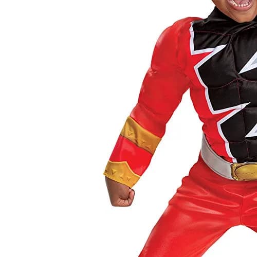 Disguise Red Ranger Toddler Size Muscle Costume | Official Power Rangers Dino Fury Outfit with Mask (Large 4-6) thumbnail 4