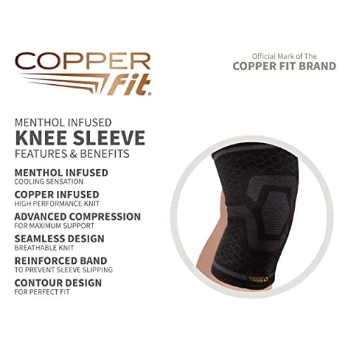 Copper Fit COOL Knee Compression Sleeve for Pain Relief 3XL (3XL, Black) | Medical Grade Support thumbnail 3