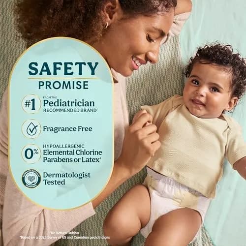 Pampers Swaddlers Diapers, Size Newborn (up to 10 lbs / 4.5 kg), 31 Count | Pediatrician Recommended Skin-Safe Disposable Baby Diaper thumbnail 2