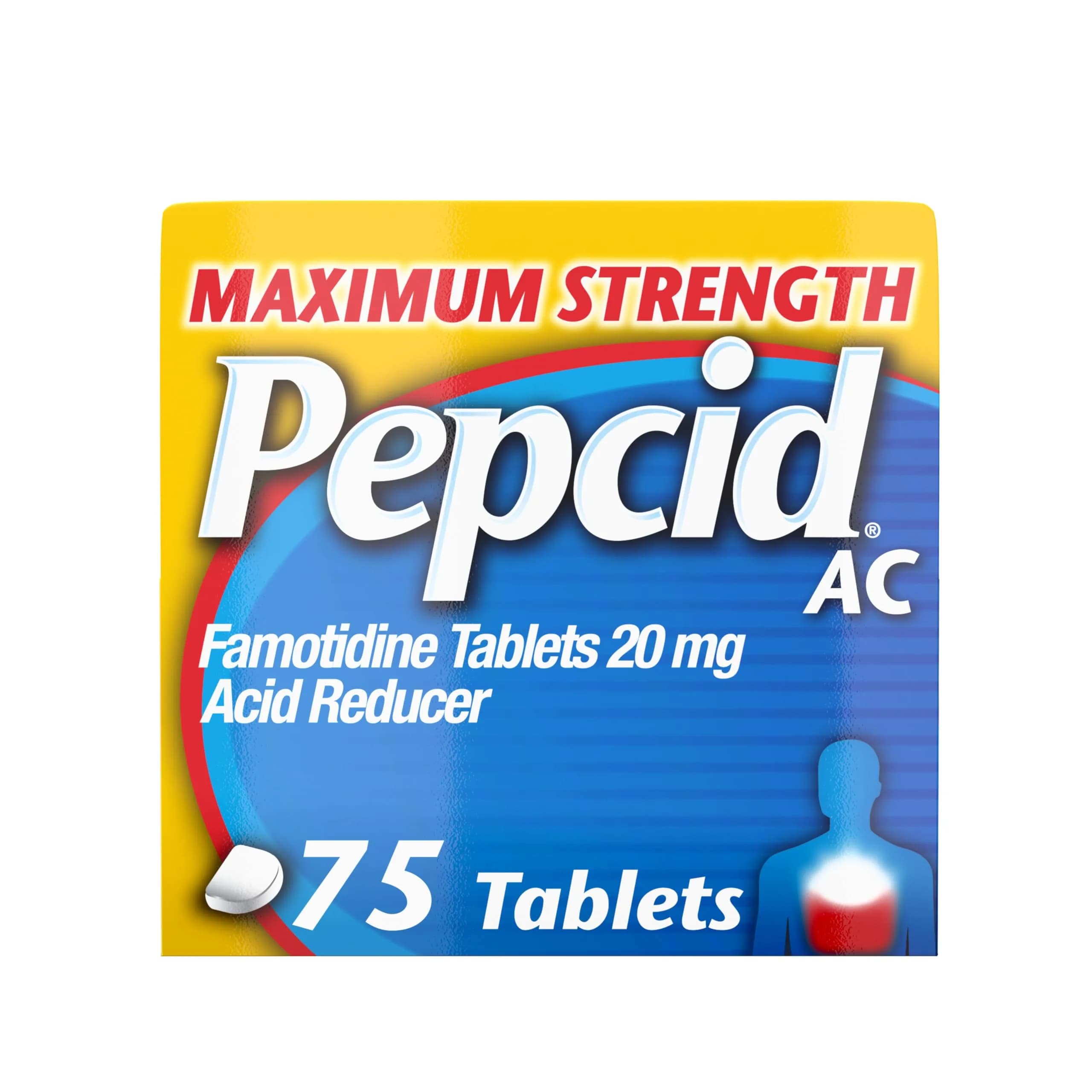 Pepcid AC Maximum Strength Heartburn Relief Tablets 75 ct | Famotidine 20mg Acid Reducer — Blue