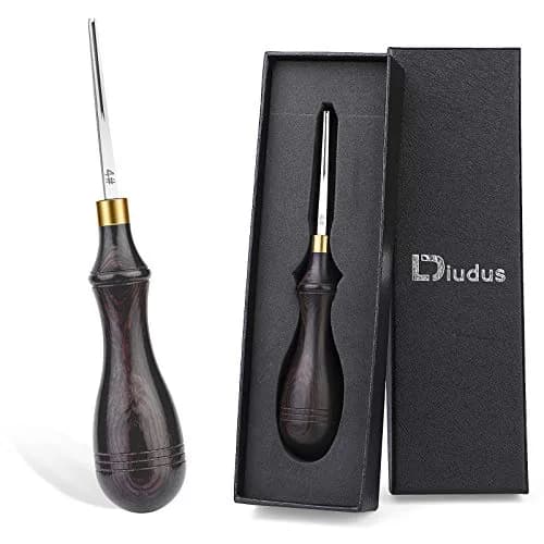 DIUDUS Leather Edge Beveler Tool 0.7mm (4#) with Wood Handle | Professional Grade Leather Skiving Tool thumbnail 1