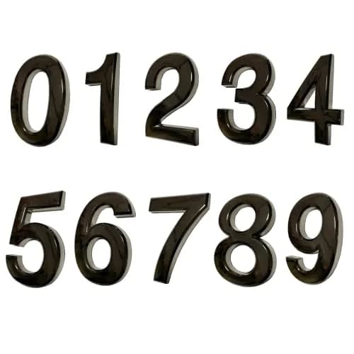 HopeWan Black Mailbox Numbers 7cm (2.75 inch) Pack of 10 | Self-Adhesive Waterproof ABS Plastic thumbnail 1