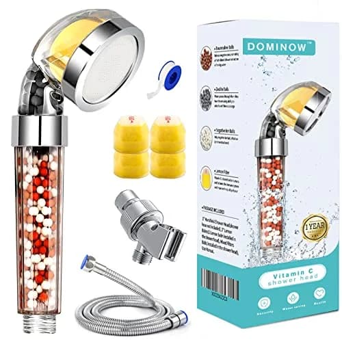 Dominow Vitamin C Shower Head with Handheld, High Pressure Filtered Showerhead (Silver | With Hose) thumbnail 1