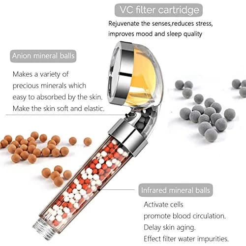 Dominow Vitamin C Shower Head with Handheld, High Pressure Filtered Showerhead (Silver | With Hose) thumbnail 2