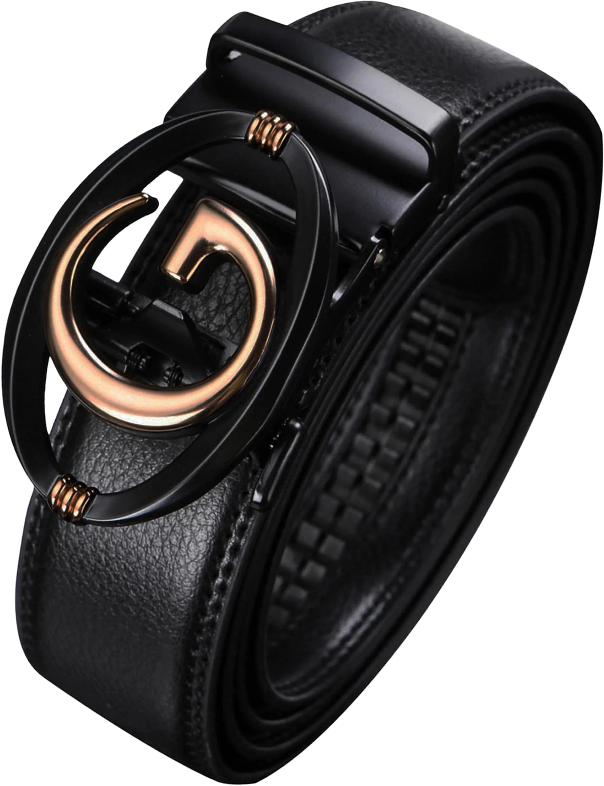 Civantiya Men's Ratchet Belt Leather Belt Adjustable for Men Gift 1 3/8-Inch | Perfect Fit & Urban Style — Black Style 04