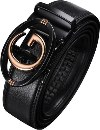 Civantiya Men's Ratchet Belt Leather Belt Adjustable 46-52" | Perfect Fit with Auto-Lock (Black Style 04, 1.38" Wide) thumbnail 1
