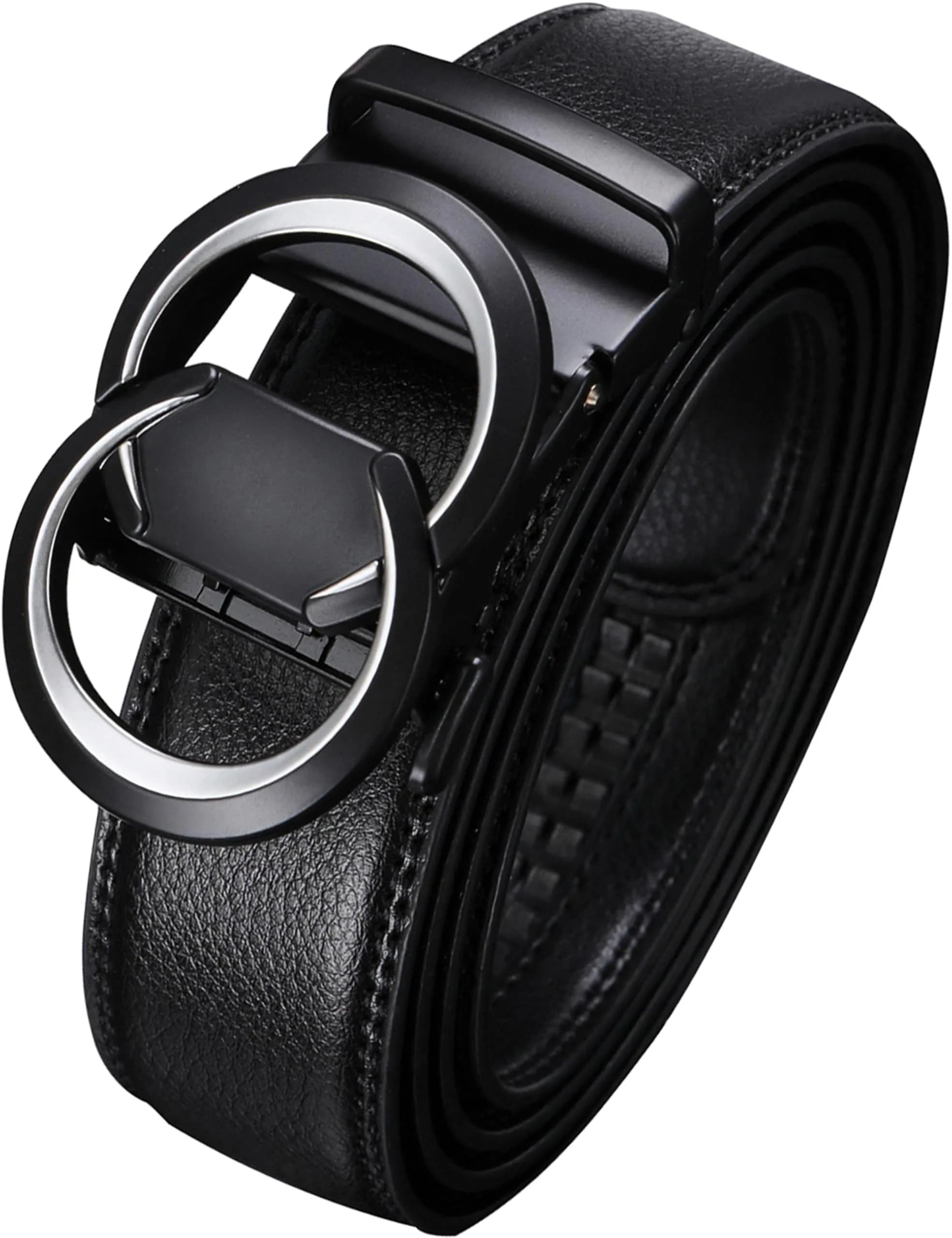 Civantiya Men's Ratchet Belt Leather Belt Adjustable for Men Gift 1 3/8-Inch | Perfect Fit & Urban Style — Black Style 01