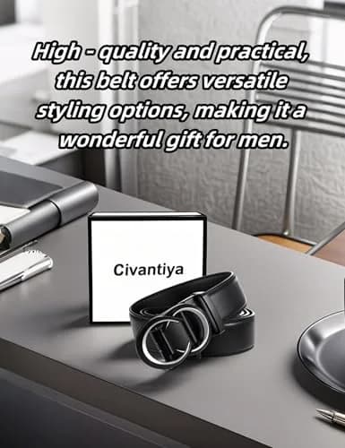 Civantiya Men's Ratchet Belt Leather Belt 36-42" | Perfect Fit with Auto-Lock (Black Style 01, 1.38" Wide) thumbnail 2