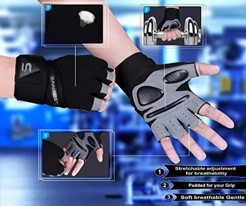 SAWANS Fitness Workout Gloves for Men Women | Breathable, Wrist Support, Padded, Long Wrist Straps (Large) thumbnail 2