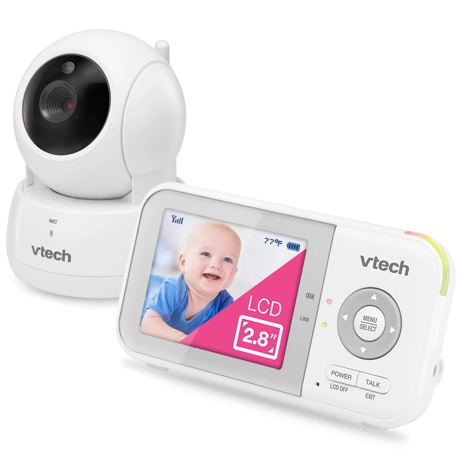 VTech VM923 Baby Monitor with Pan-Tilt-Zoom Camera | Secure FHSS Transmission, 19-Hour Battery, 2.8" Screen, 1000ft Range, Temp Sensor, 2-Way Talk