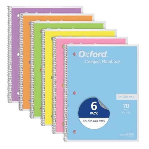 Oxford Pastel Pink Spiral Notebook, 1 Subject, College Ruled, 8 x 10-1/2 Inch, 70 Sheets, Set of 6 thumbnail 1