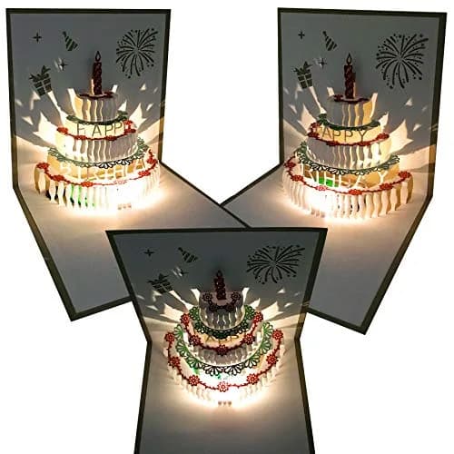 Akeydeco 3D Pop Up Birthday Card with Warming LED Light & Music | Handmade Musical Cake Design thumbnail 3