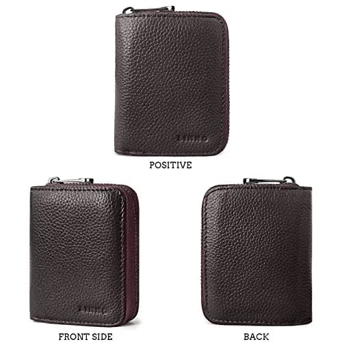 Linno RFID 20 Slots Credit Card Holder Genuine Leather Small Wallet with Zipper thumbnail 5