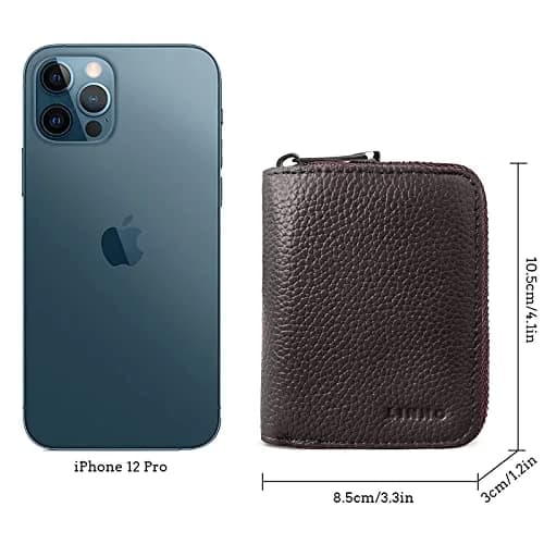 Linno RFID 20 Slots Credit Card Holder Genuine Leather Small Wallet with Zipper thumbnail 6