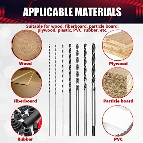 wesleydrill Extra Long Brad Point Drill Bit Set 12 inch (300mm) Carbon Steel | Woodworking Precision thumbnail 6