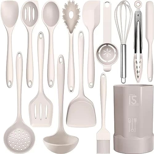 AOTHOD Silicone Cooking Utensils Set - Heat Resistant Kitchen Gadgets, BPA Free, Dishwasher Safe | 446°F thumbnail 1