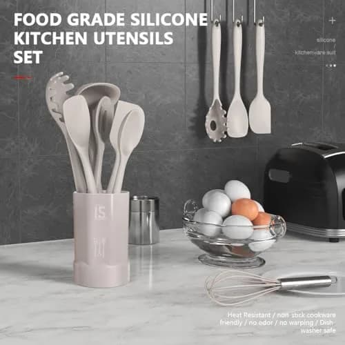 AOTHOD Silicone Cooking Utensils Set - Heat Resistant Kitchen Gadgets, BPA Free, Dishwasher Safe | 446°F thumbnail 2