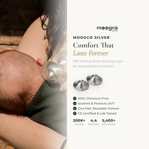 MOOGCO Original Silver Nursing Cups - Nipple Shields for Breastfeeding Newborn | Solid 925 Sterling Silver thumbnail 2