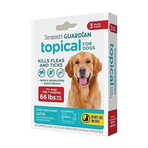 Sergeant's Guardian Flea & Tick Topical for Dogs 66+ lbs | 3-Month Protection, Quick-Dry Formula thumbnail 1