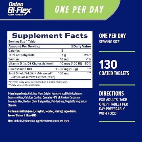 Osteo Bi-Flex One Per Day Vitamin D Supplement, 130 Coated Tablets | Supports Bone & Joint Health thumbnail 2