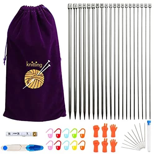 KOKNIT Knitting Needle Set 11 Pairs Stainless Steel 10'' | Full Size, Lightweight & Durable thumbnail 1