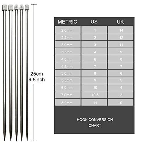 KOKNIT Knitting Needle Set 11 Pairs Stainless Steel 10'' | Full Size, Lightweight & Durable thumbnail 2