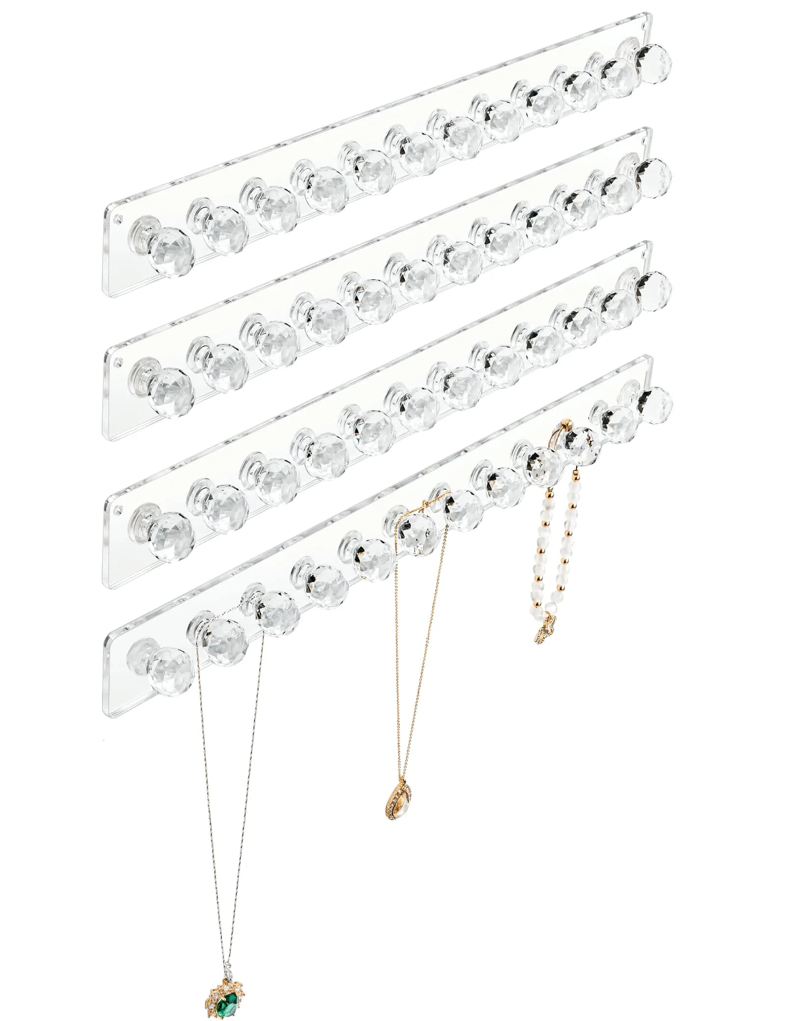 Heesch Necklace Hanger, Wall Necklace Holder, Acrylic Jewelry Organizer | Clear 2-Pack — Clear