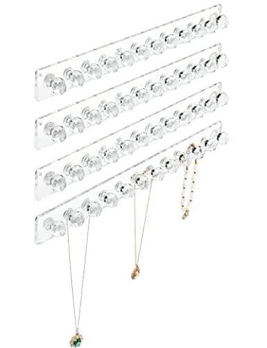 Heesch Necklace Hanger, Necklace Organizer, Acrylic Jewelry Wall Holder | Clear 4-Pack thumbnail 1