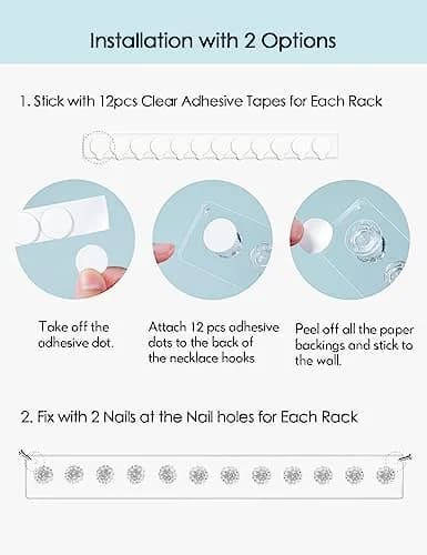 Heesch Necklace Hanger, Necklace Organizer, Acrylic Jewelry Wall Holder | Clear 4-Pack thumbnail 4