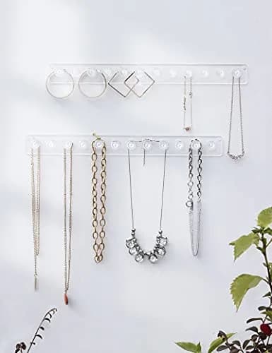 Heesch Necklace Hanger, Wall Necklace Holder, Acrylic Jewelry Organizer | Clear 2-Pack thumbnail 6
