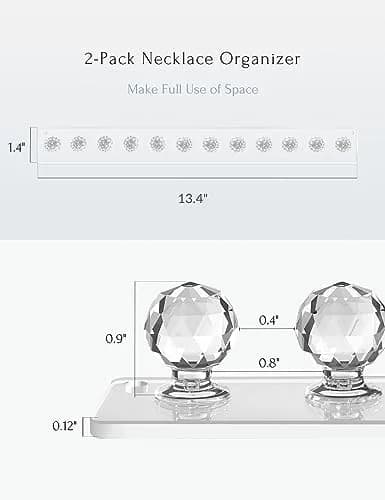 Heesch Necklace Hanger, Wall Necklace Holder, Acrylic Jewelry Organizer | Clear 2-Pack thumbnail 2