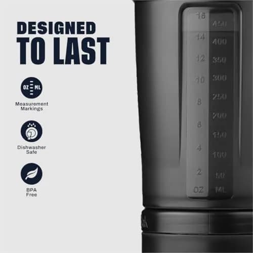 BlenderBottle ProStak Shaker Bottle with Pill Organizer & Storage Jars 650ml (22 oz) Midnight Black | Leak-Proof Protein Shaker for Gym & Athletes thumbnail 5