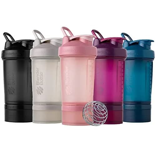 BlenderBottle ProStak Shaker Bottle with Pill Organizer & Storage Jars 650ml (22 oz) Plum | Leak-Proof Mixing System thumbnail 7