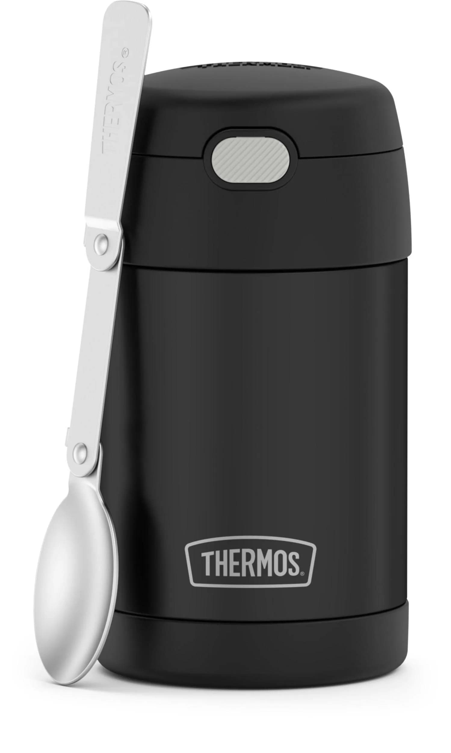 THERMOS FUNTAINER Food Jar with Spoon, 16oz (473ml) Matte Black | Keeps Food Hot 7 Hrs, Cold 9 Hrs - main product image