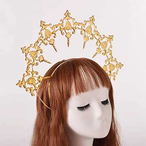 BLESSUME Halo Crown Mary Goddess Headband Women Halloween Costume Headpiece (Gold 1) | Elegant Costume Accessory for Women thumbnail 4